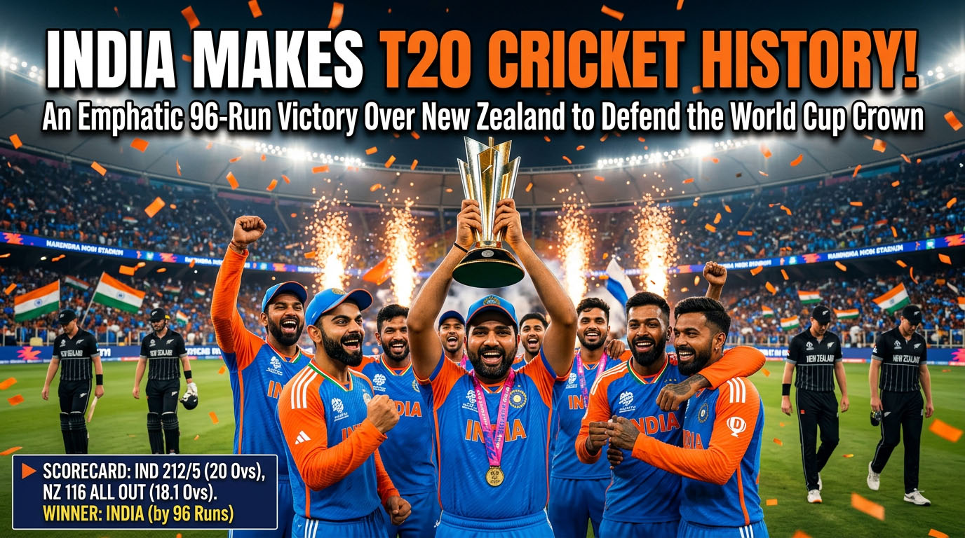 India Makes History: Defends Title at the 2026 ICC Men’s T20 World Cup Against New Zealand